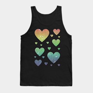 Rainbow Ombre Faux Glitter Hearts Tank Top